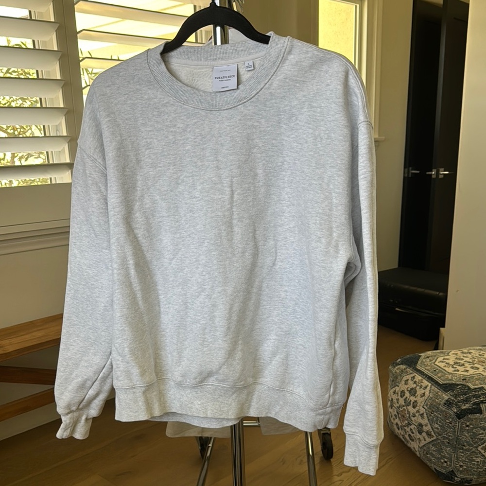 Aritzia Gray Crewneck Sweater Soft Cotton Blend